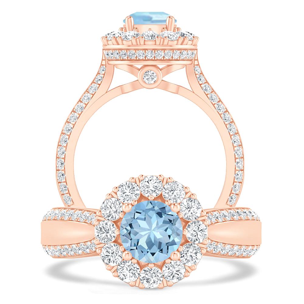 Rose Gold - Aquamarine