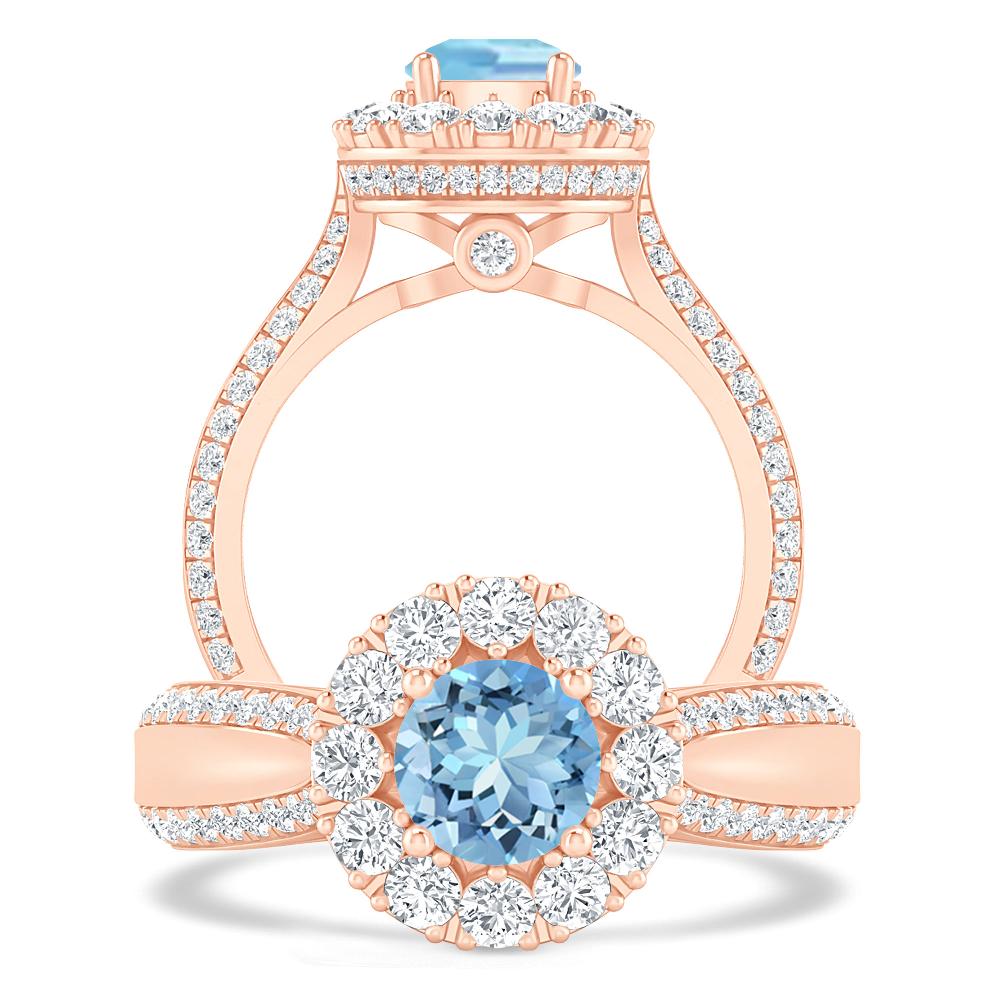 Rose Gold - Aquamarine