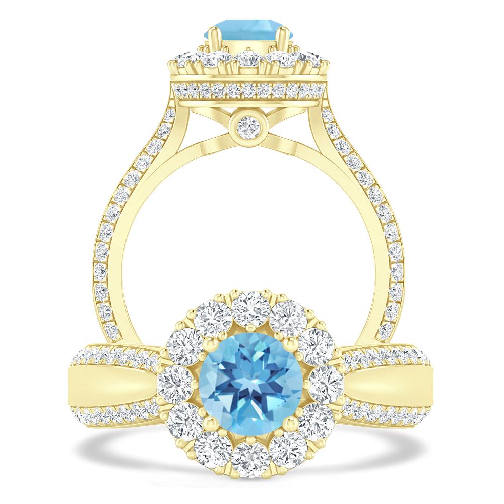 Yellow Gold - Blue Topaz