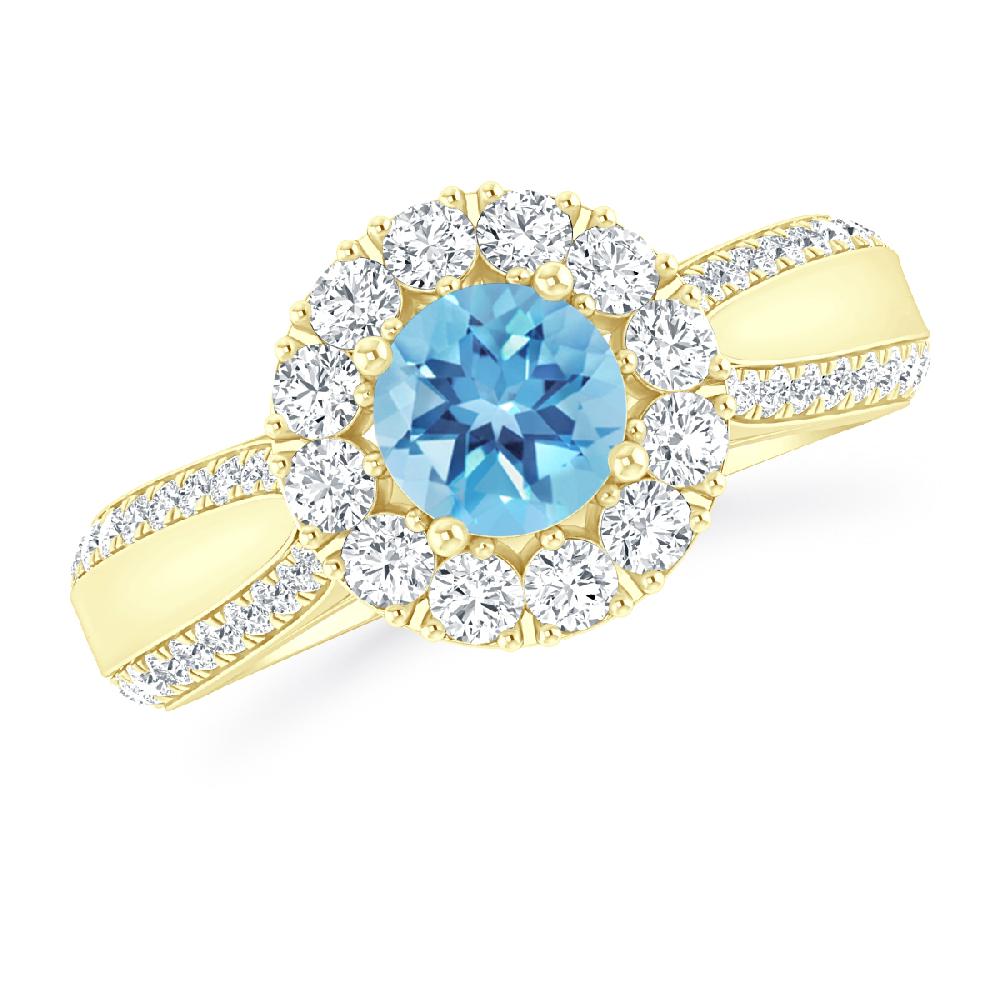 Yellow Gold - Blue Topaz