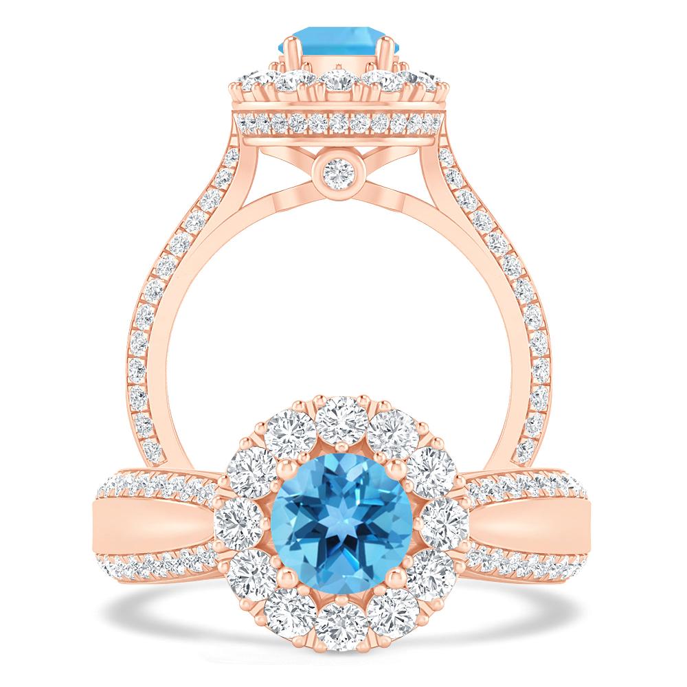 Rose Gold - Blue Topaz