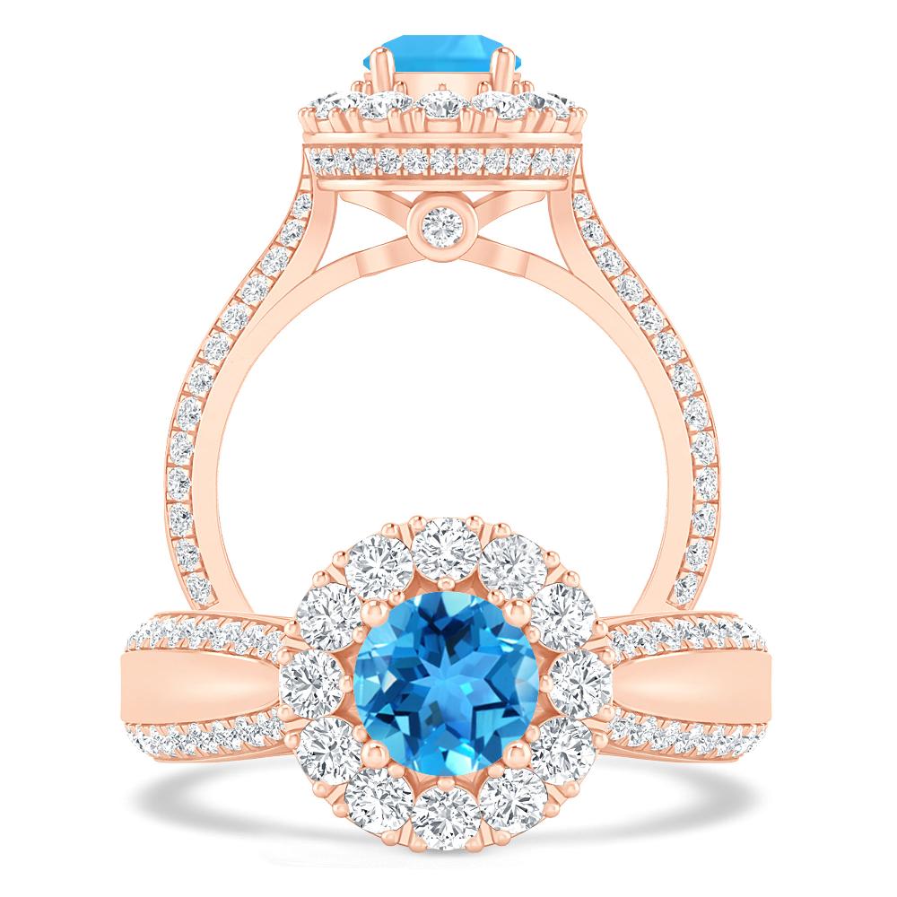 Rose Gold - Blue Topaz