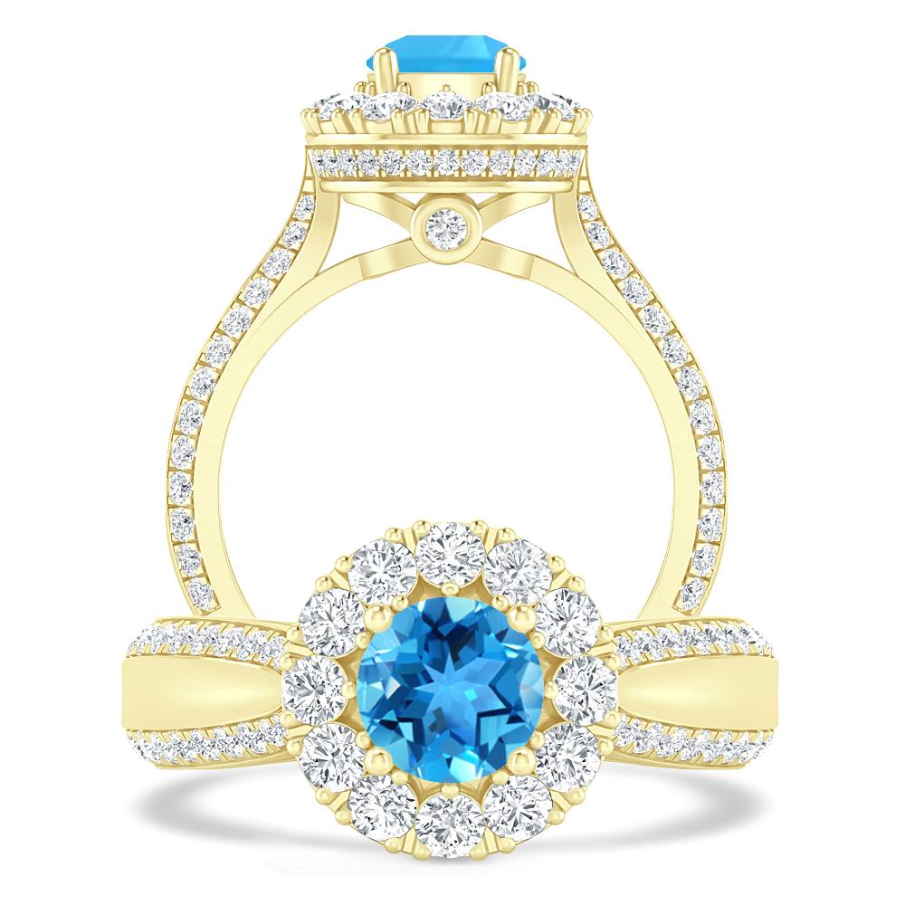 Yellow Gold - Blue Topaz