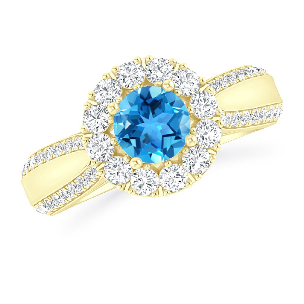 Yellow Gold - Blue Topaz