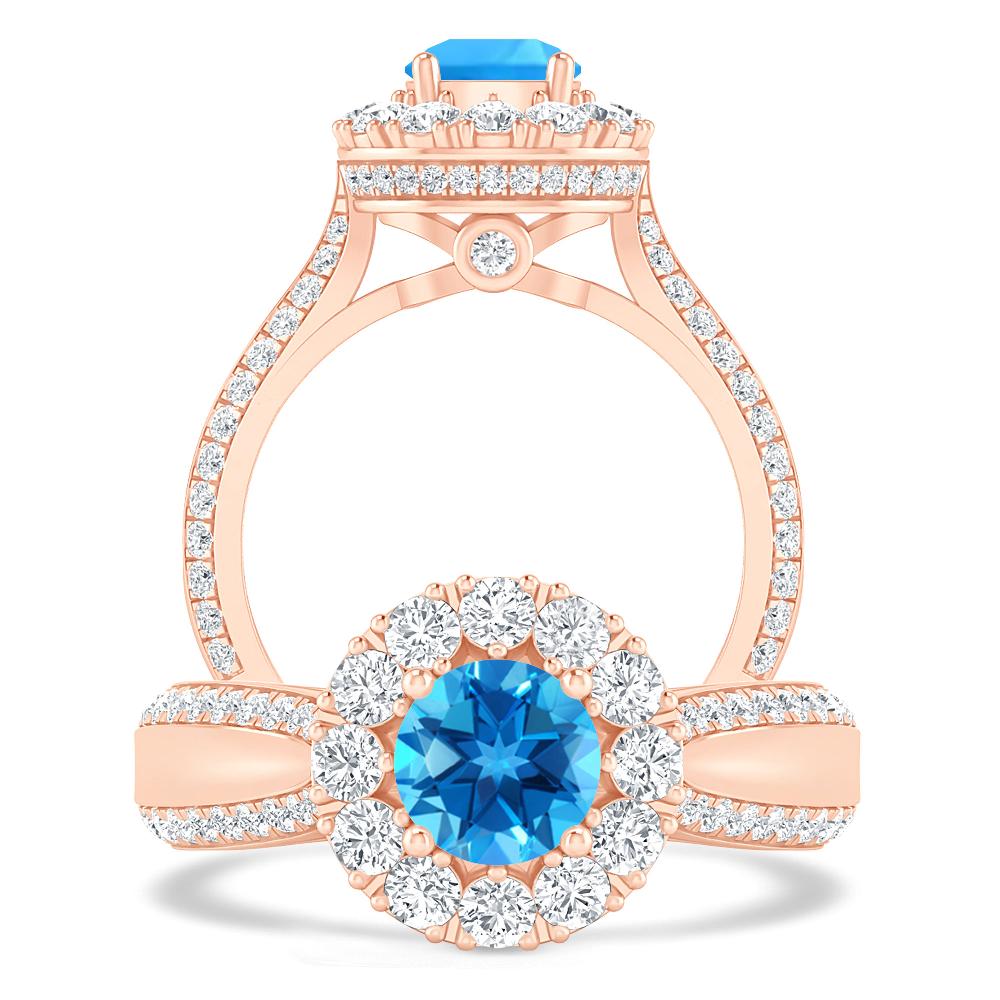 Rose Gold - Blue Topaz