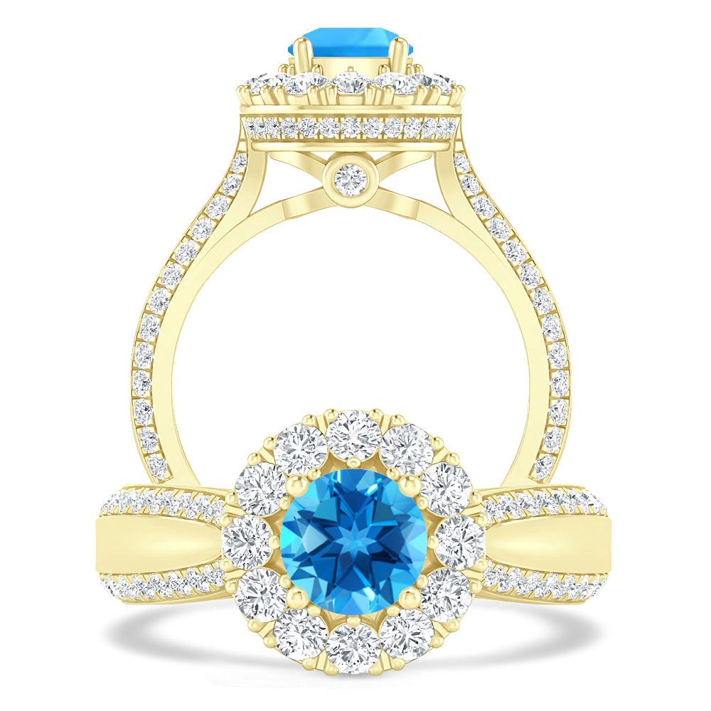 Yellow Gold - Blue Topaz