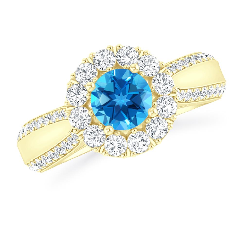 Yellow Gold - Blue Topaz