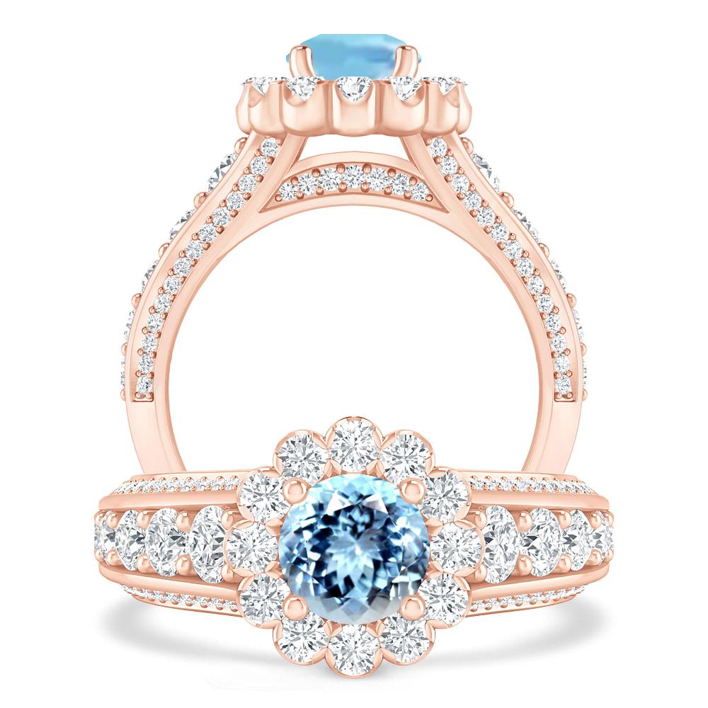 Rose Gold - Aquamarine