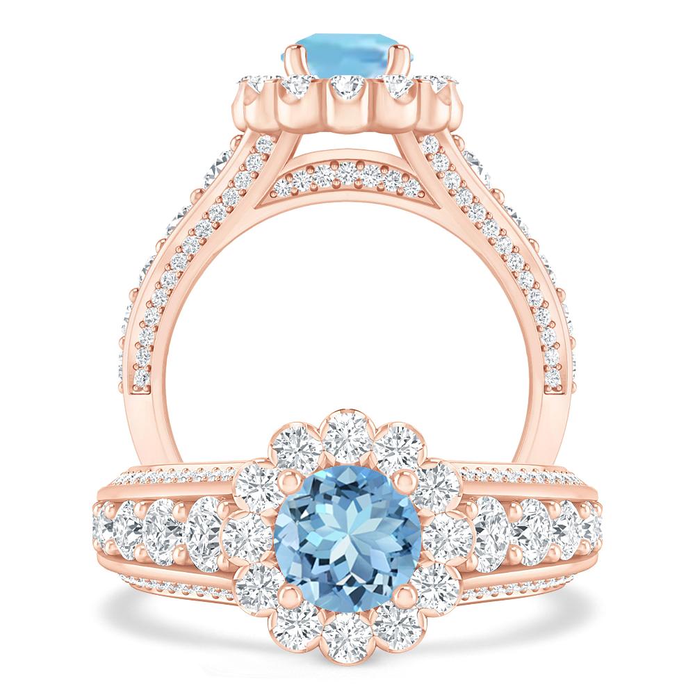 Rose Gold - Aquamarine