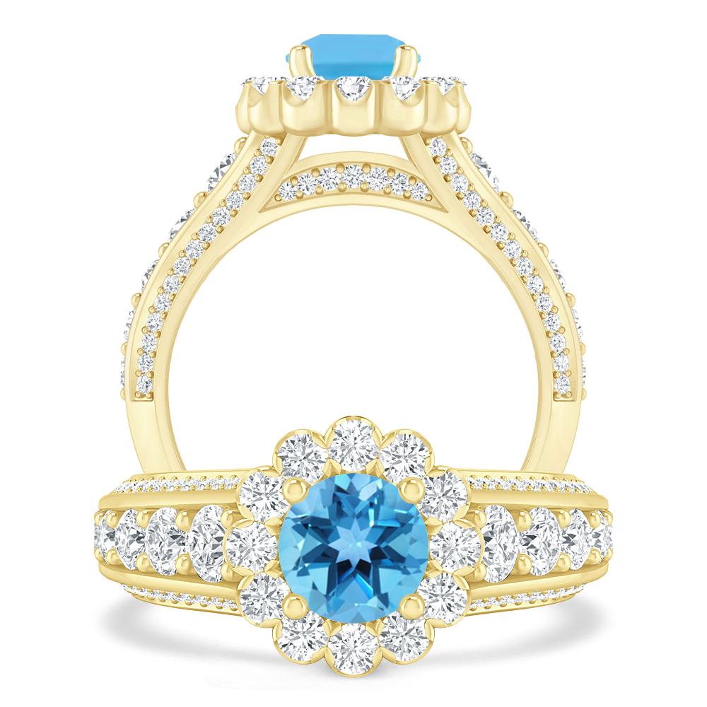 Yellow Gold - Blue Topaz