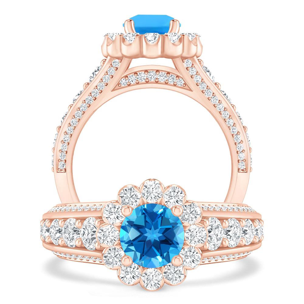 Rose Gold - Blue Topaz