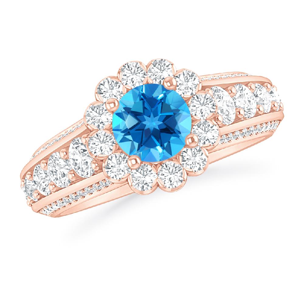 Rose Gold - Blue Topaz