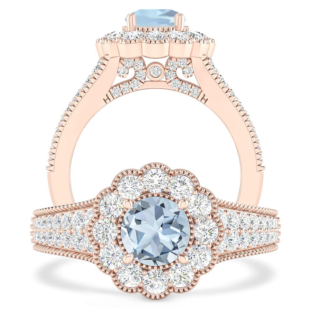 Rose Gold - Aquamarine