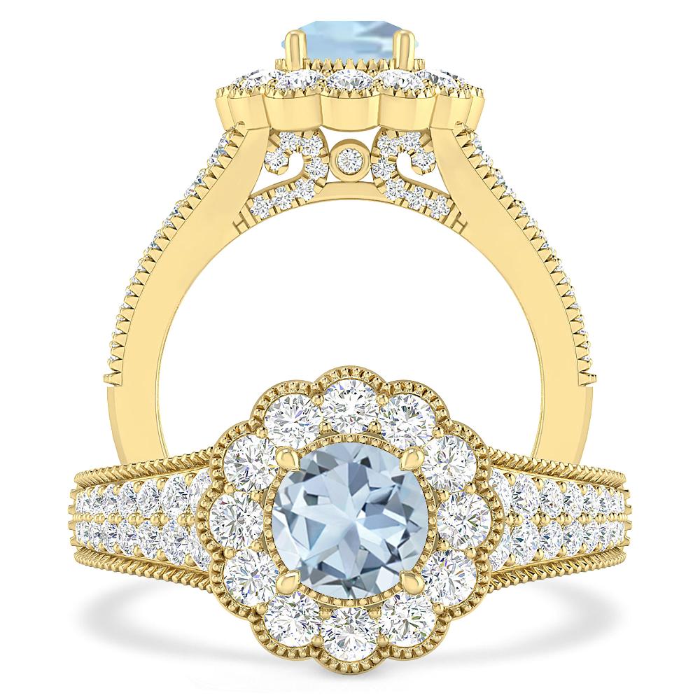 Yellow Gold - Aquamarine