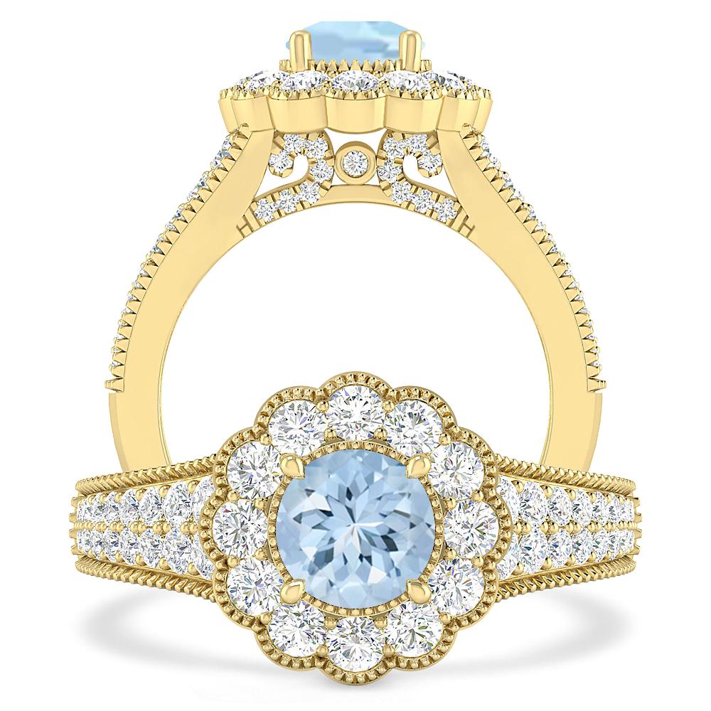 Yellow Gold - Aquamarine