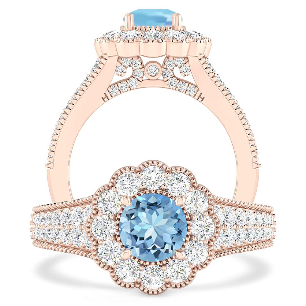 Rose Gold - Aquamarine