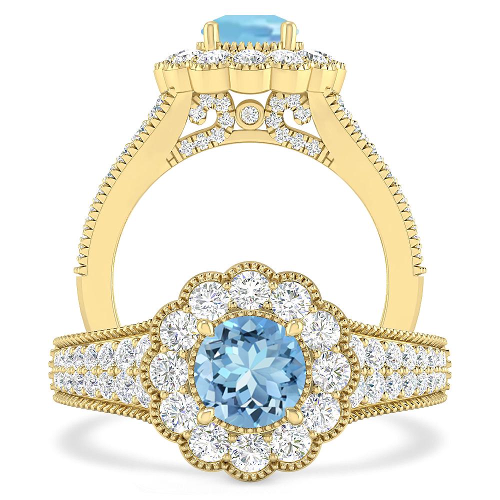 Yellow Gold - Aquamarine