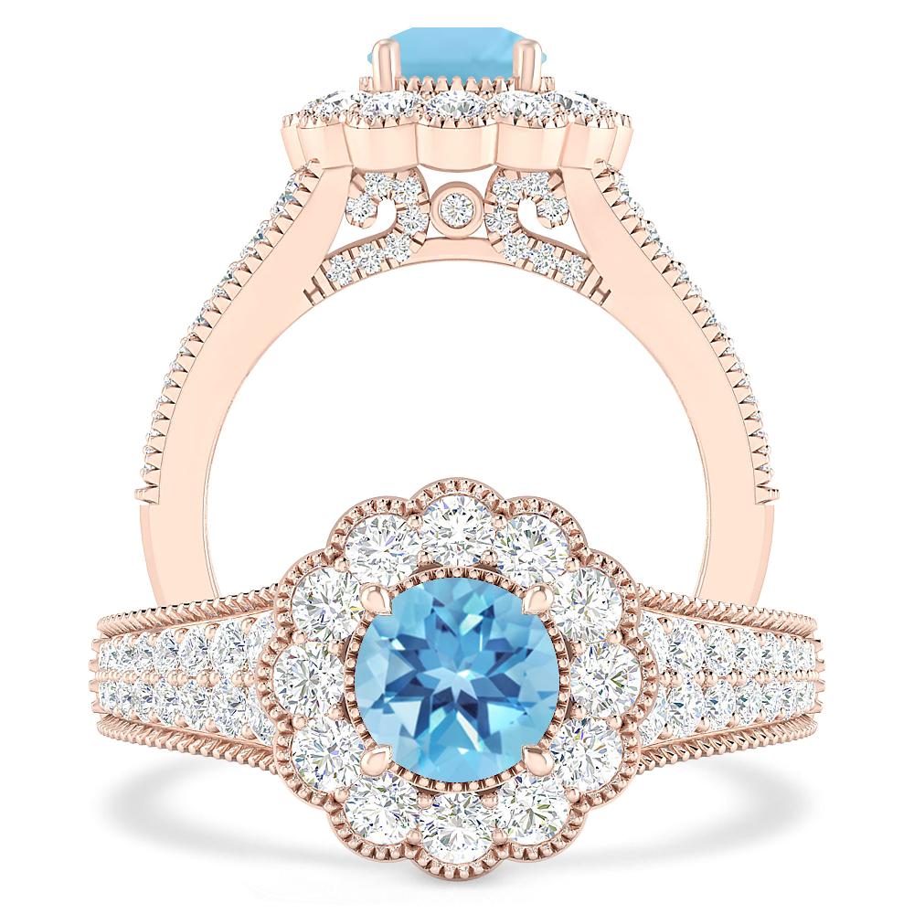 Rose Gold - Blue Topaz