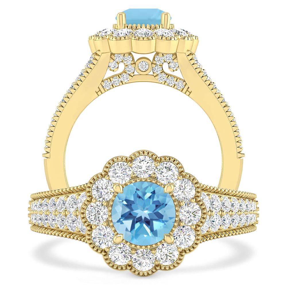 Yellow Gold - Blue Topaz