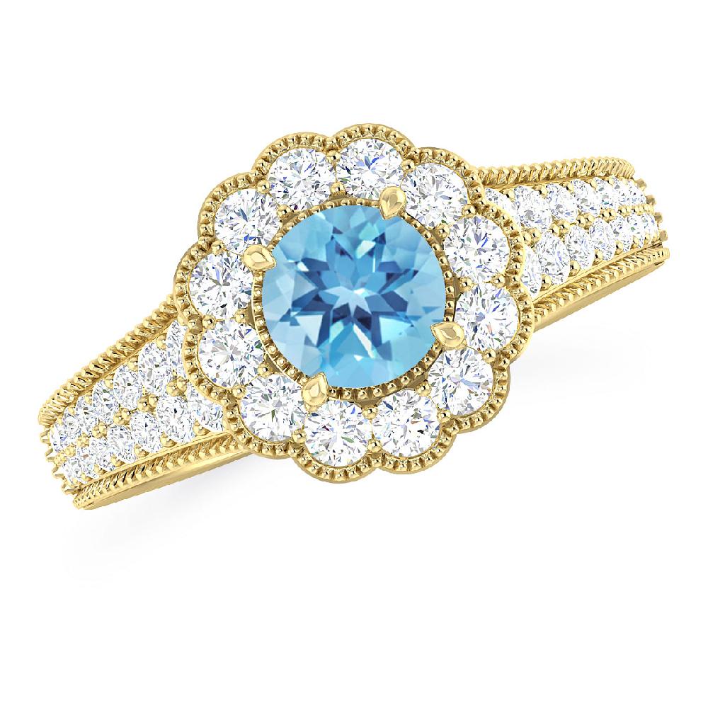 Yellow Gold - Blue Topaz