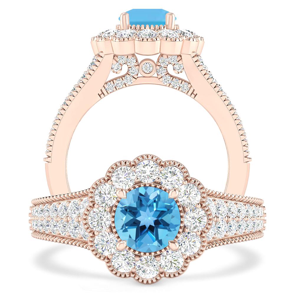 Rose Gold - Blue Topaz