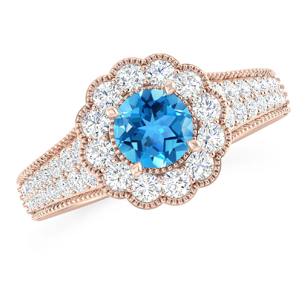 Rose Gold - Blue Topaz