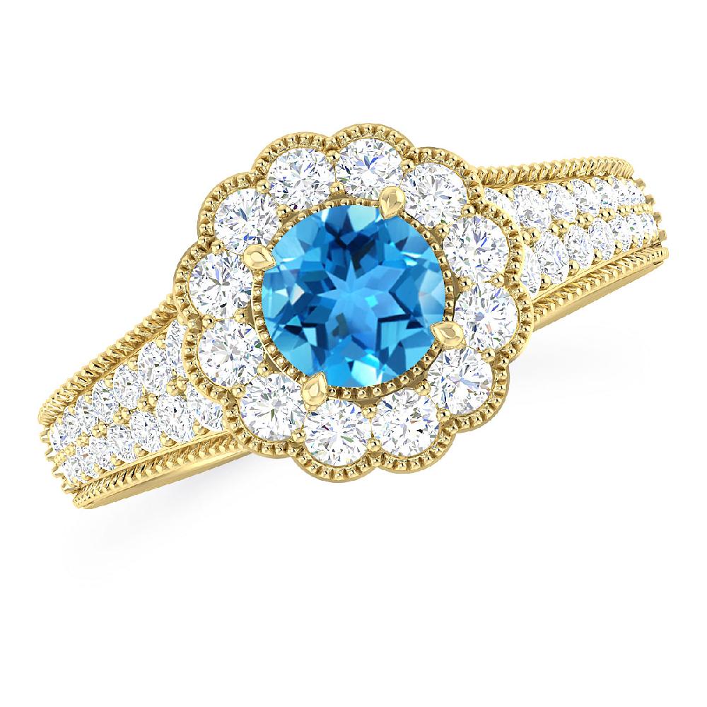 Yellow Gold - Blue Topaz