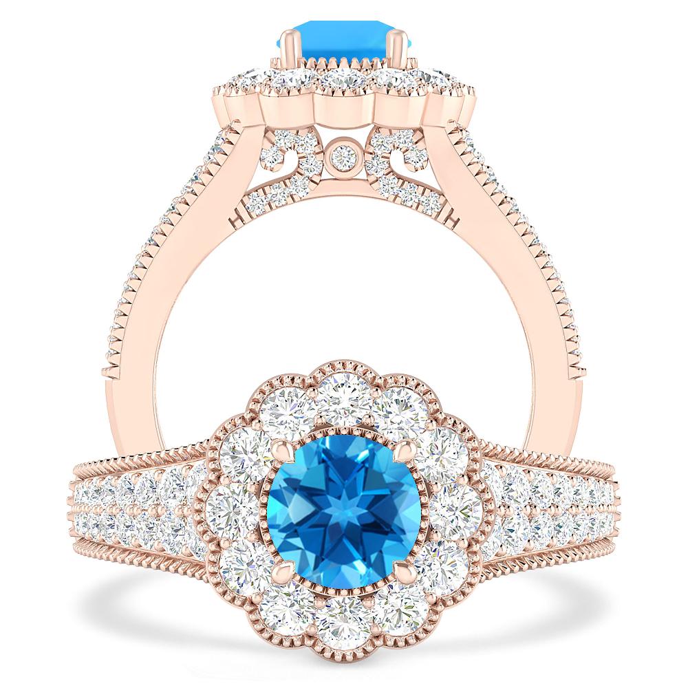 Rose Gold - Blue Topaz