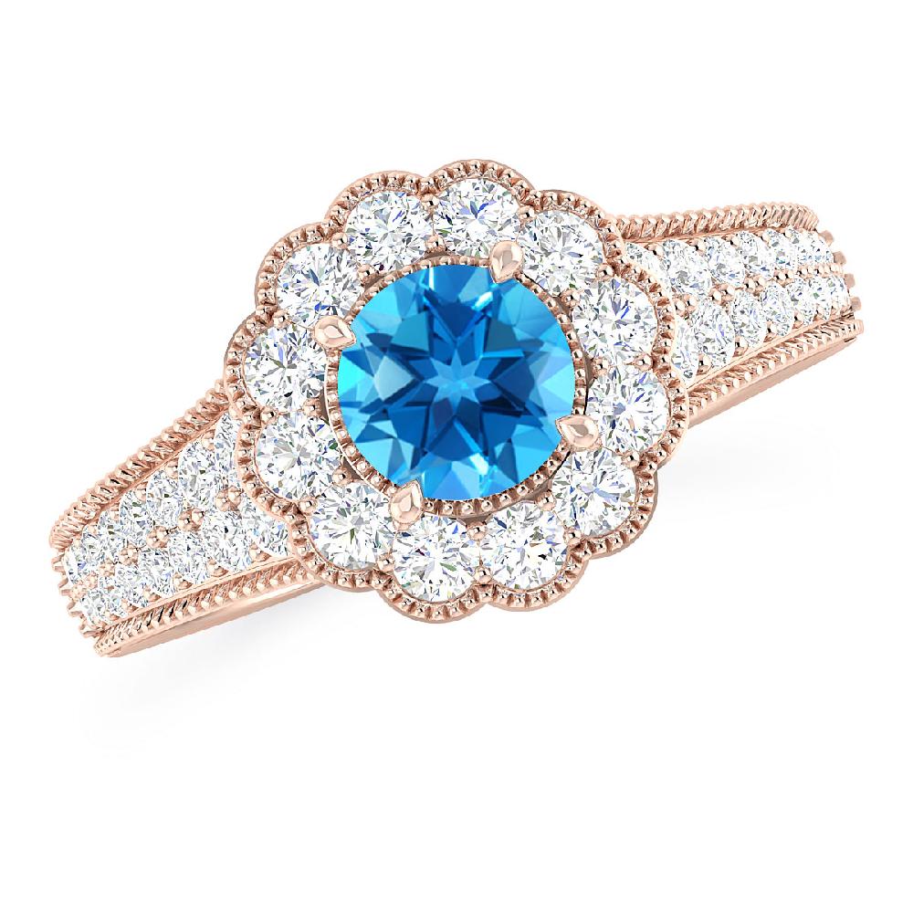 Rose Gold - Blue Topaz