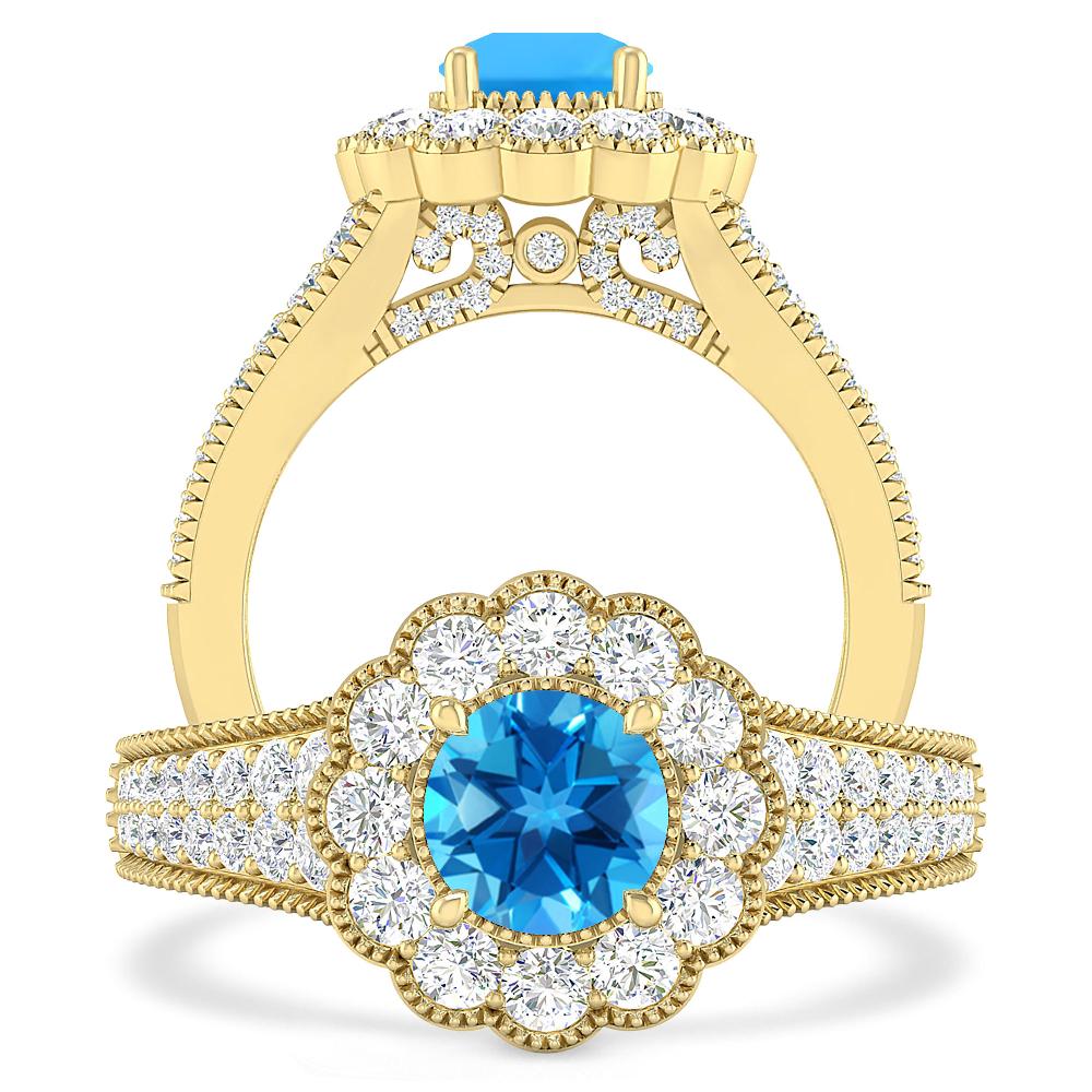 Yellow Gold - Blue Topaz