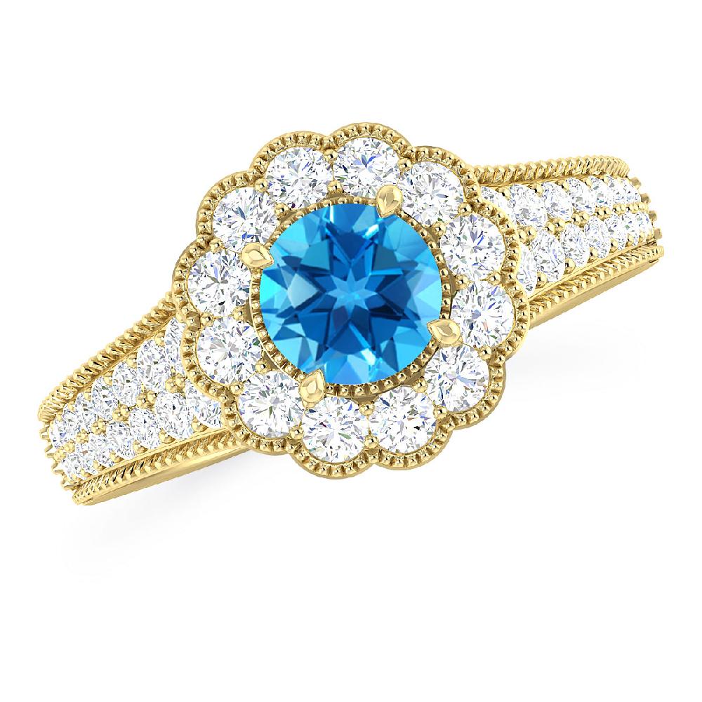 Yellow Gold - Blue Topaz