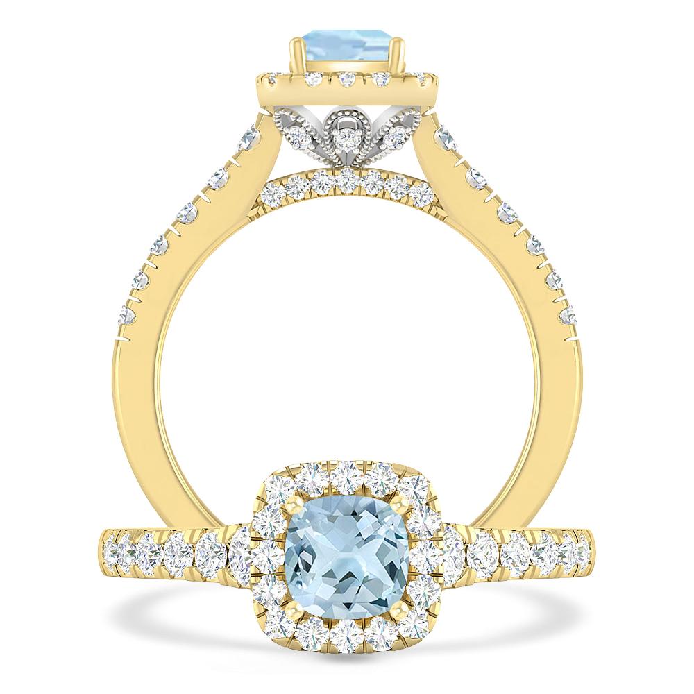 Yellow Gold - Aquamarine