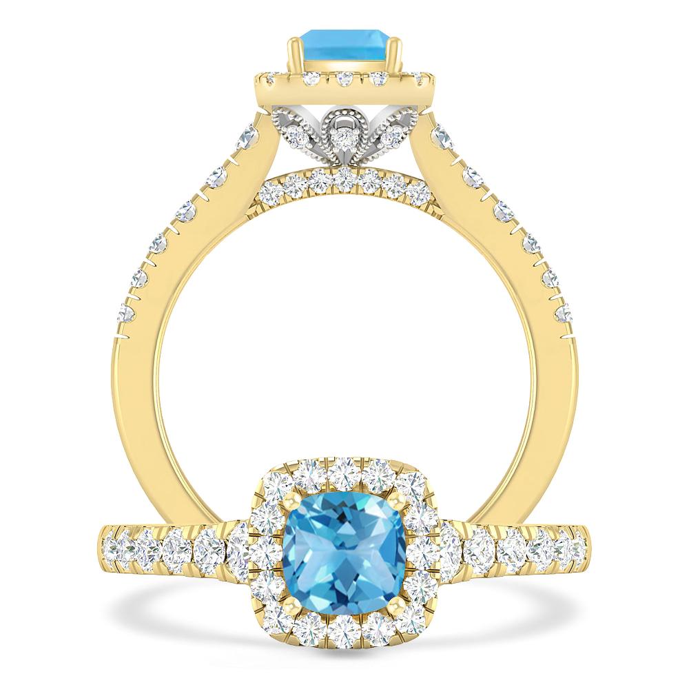 Yellow Gold - Blue Topaz