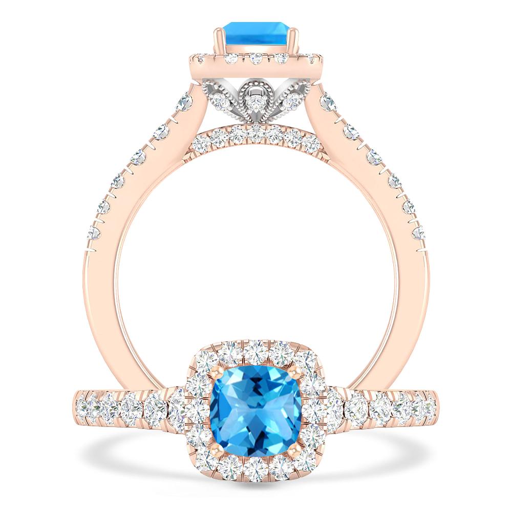 Rose Gold - Blue Topaz