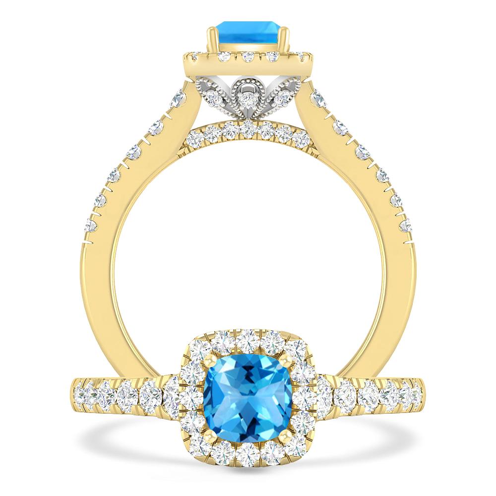 Yellow Gold - Blue Topaz