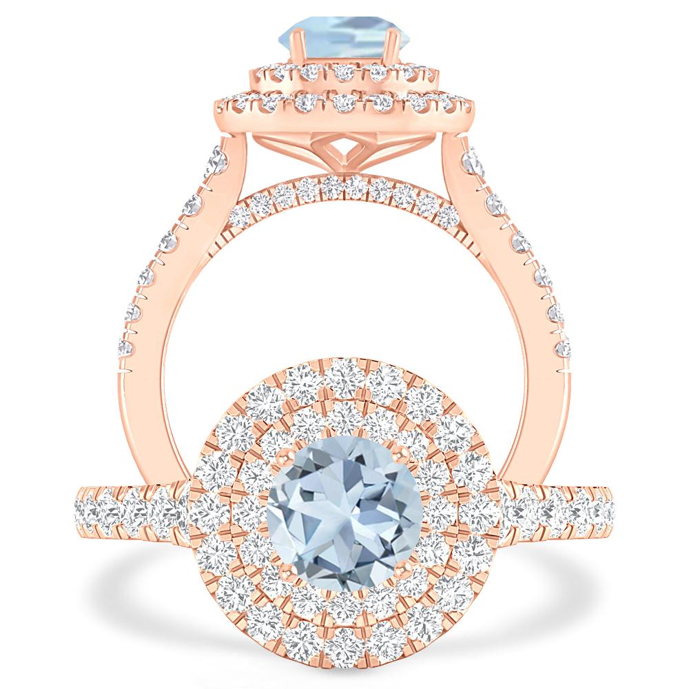 Rose Gold - Aquamarine