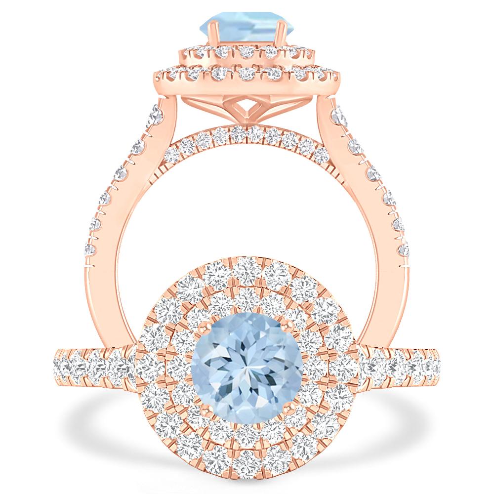 Rose Gold - Aquamarine