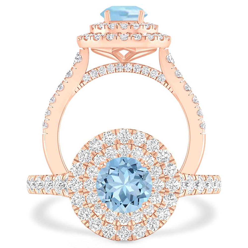 Rose Gold - Aquamarine