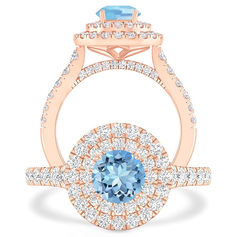 Rose Gold - Aquamarine