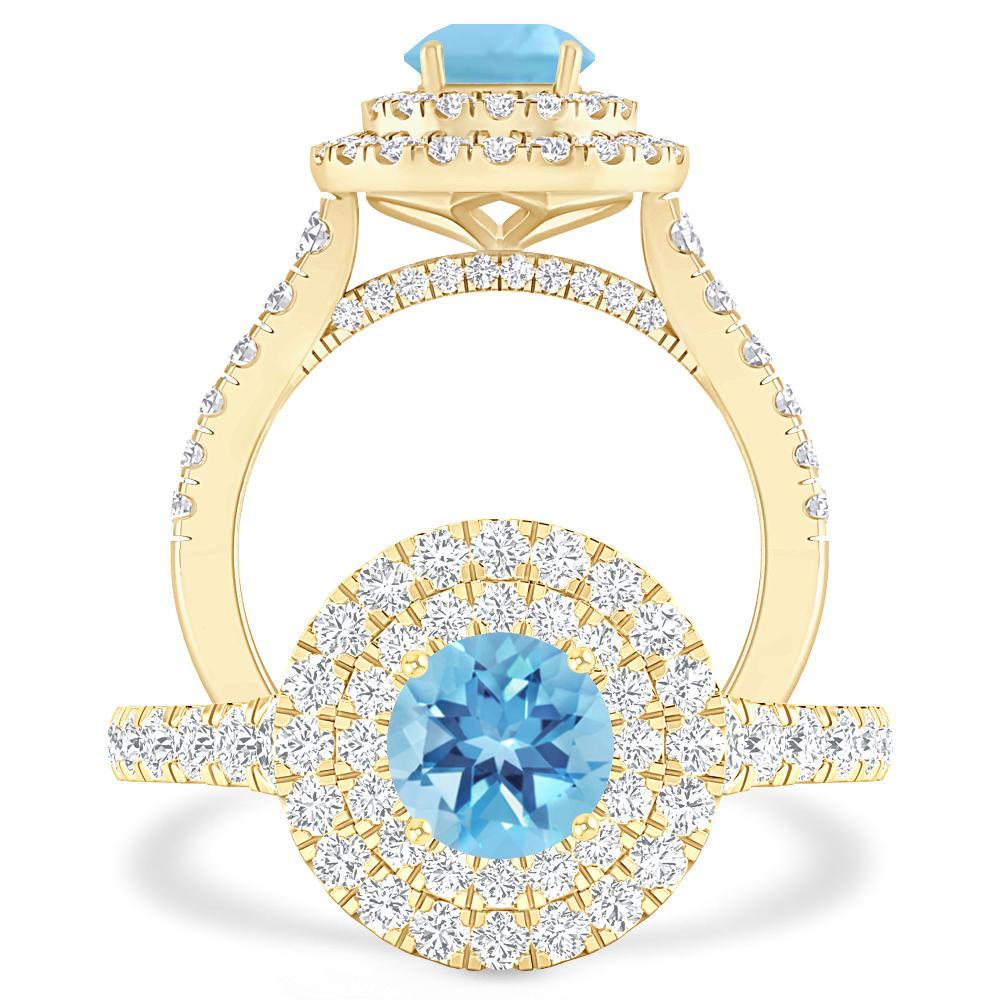 Yellow Gold - Blue Topaz