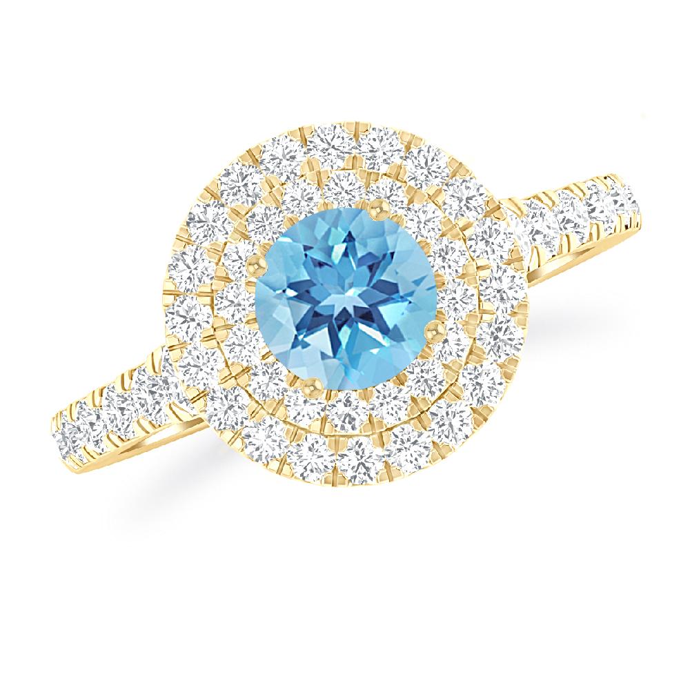 Yellow Gold - Blue Topaz