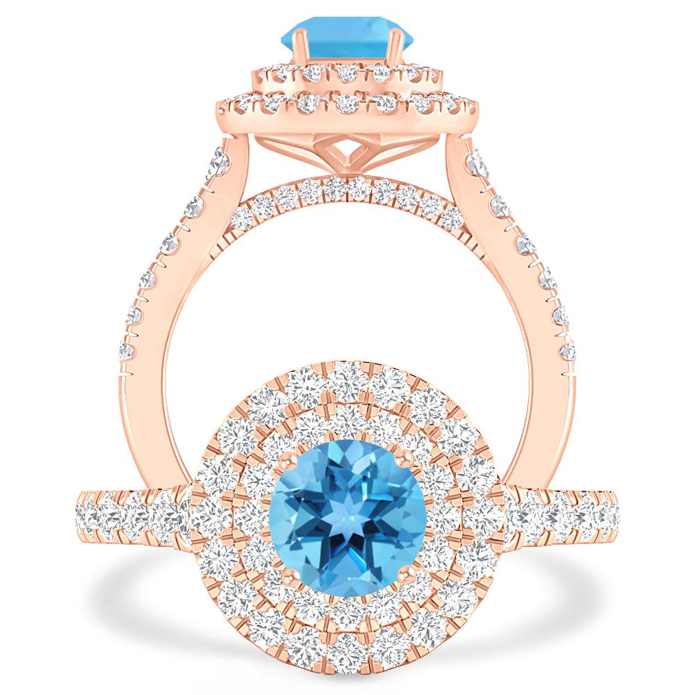 Rose Gold - Blue Topaz