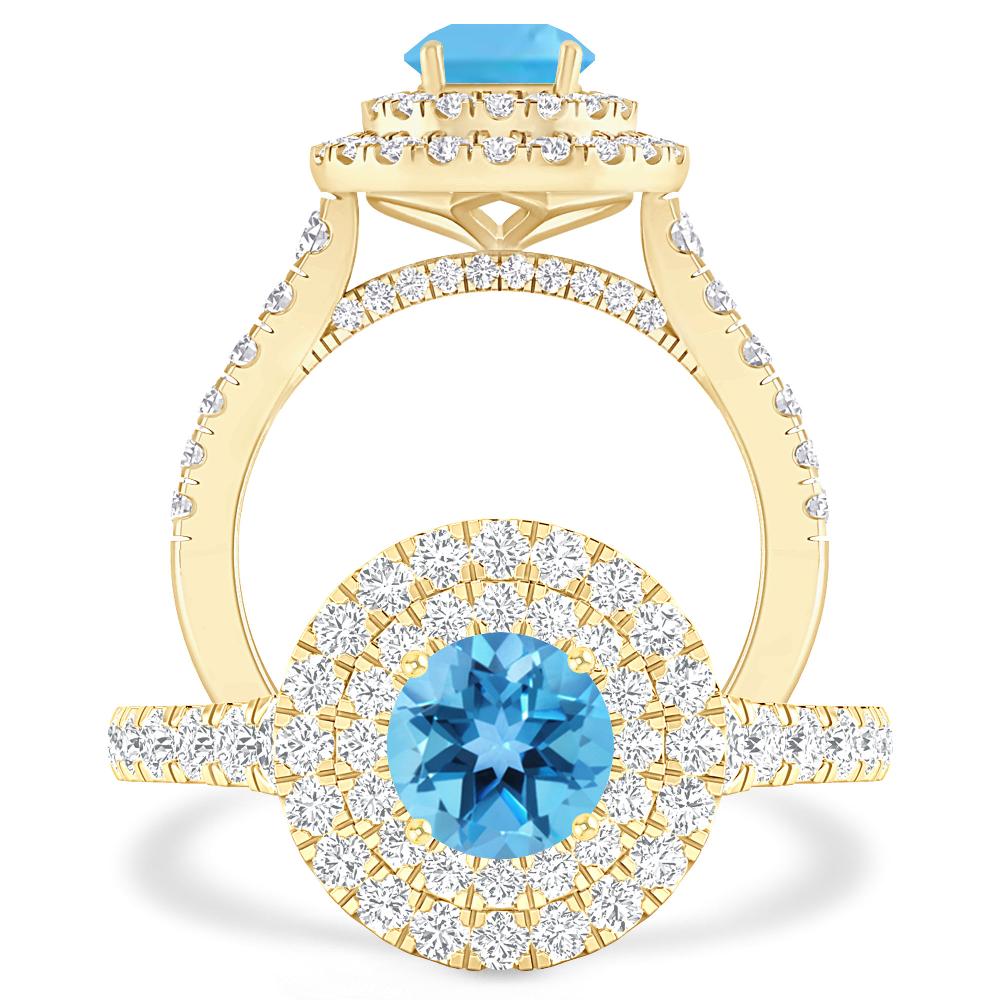 Yellow Gold - Blue Topaz