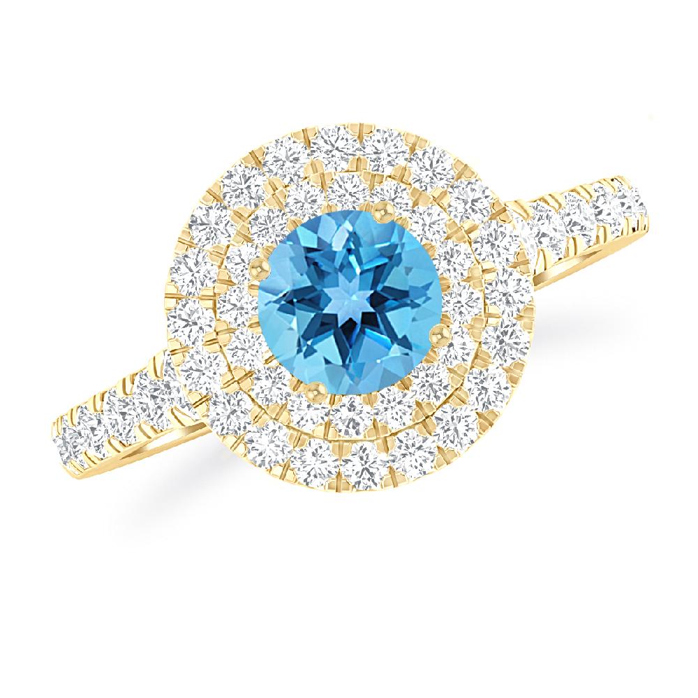 Yellow Gold - Blue Topaz