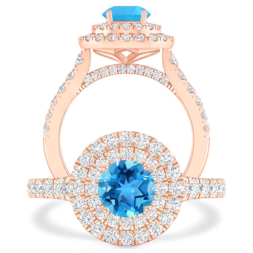 Rose Gold - Blue Topaz