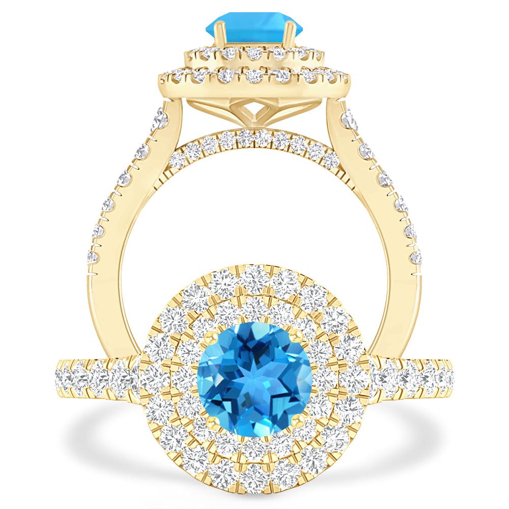 Yellow Gold - Blue Topaz