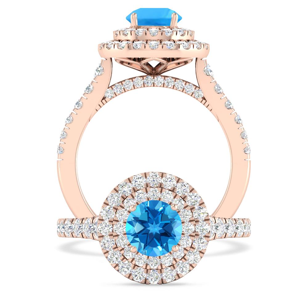 Rose Gold - Blue Topaz