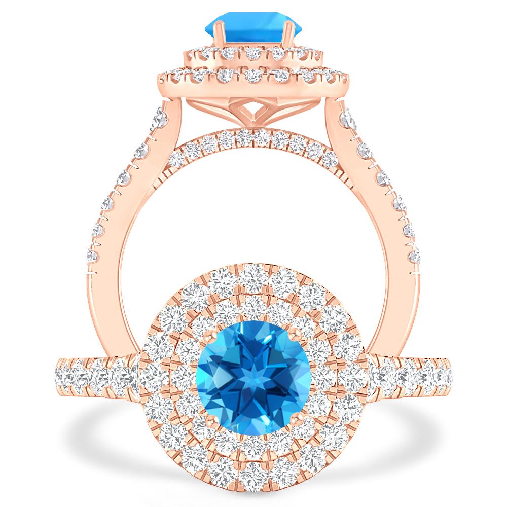 Rose Gold - Blue Topaz