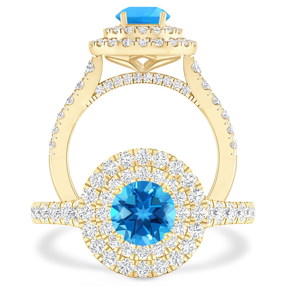 Yellow Gold - Blue Topaz