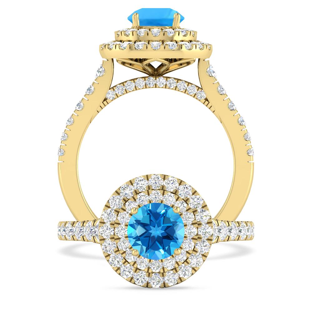 Yellow Gold - Blue Topaz